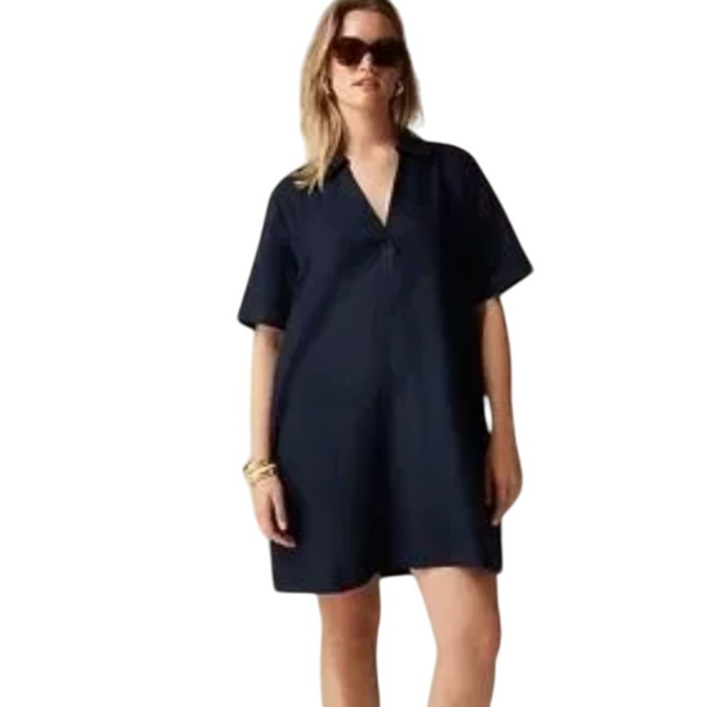 J.Crew Womens Dress XS Black Linen Blend Short Sleeve Mini Casual NWOT